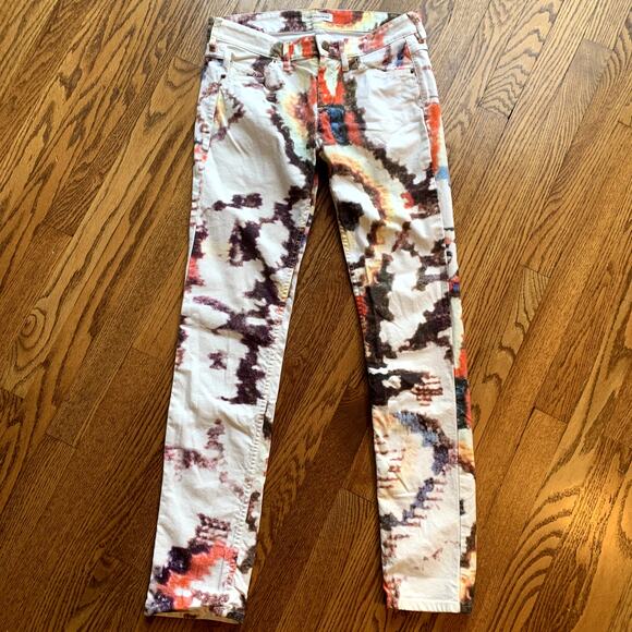 Isabel Marant Etoile Slim Multi-Color Tie-Dye Reilly Printed Jeans Trousers 38/8 - Picture 4 of 14